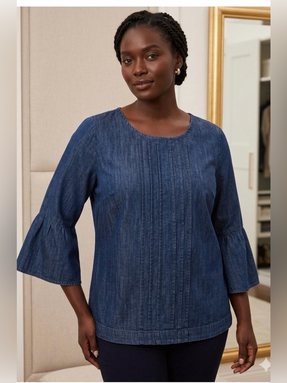 Talbots Denim Blouse Size Large